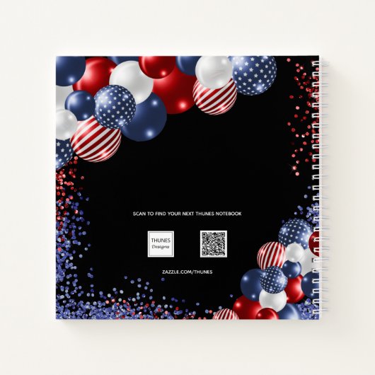 Ketchbook patriottische rode witte blauwe ballonne notitieboek (Achterkant)