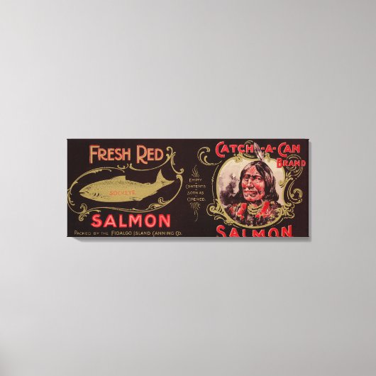 Ketchican, Alaska - Catch-A-Can zalmlabel Canvas Afdruk (Voorkant)