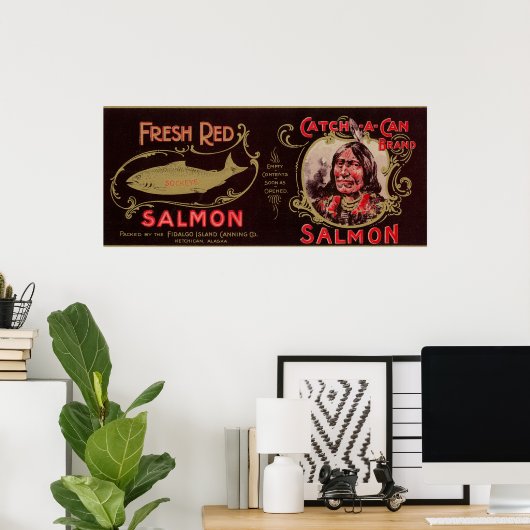 Ketchican, Alaska - Catch-A-Can zalmlabel Poster (Thuiskantoor)