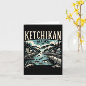 Ketchikan Alaska AK  Grafische Zalmhoofdstad Kaart (Gele Bloem)
