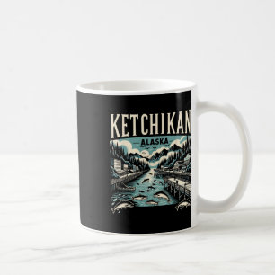 Ketchikan Alaska Ak Vintage Grafische Zalm Hoofdst Koffiemok