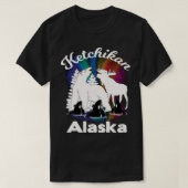 Ketchikan Alaska Aurora Borealis Beer Moose Orca T-shirt (Design voorkant)