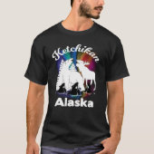 Ketchikan Alaska Aurora Borealis Beer Moose Orca T-shirt (Voorkant)