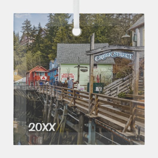 Ketchikan, Alaska, Creek Street, Glas Ornament (Voorkant)