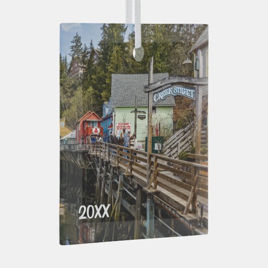 Ketchikan, Alaska, Creek Street, Glas Ornament (Voorkant Rechts)