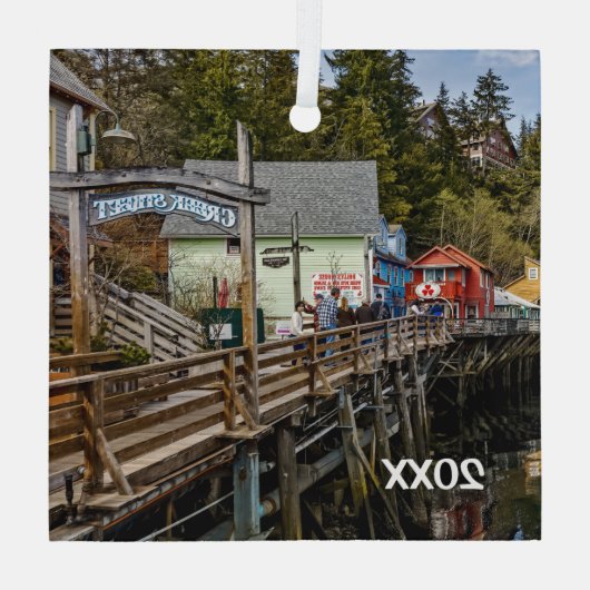 Ketchikan, Alaska, Creek Street, Glas Ornament (Achterkant)