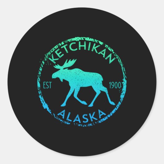 Ketchikan Alaska eland gradiënt verdrietig Ronde Sticker (Voorkant)