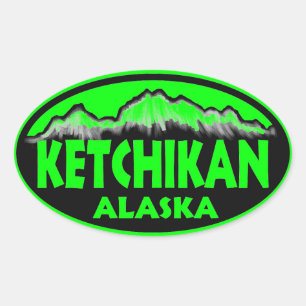 Ketchikan Alaska groene ovale stickers