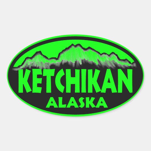 Ketchikan Alaska groene ovale stickers (Voorkant)
