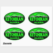 Ketchikan Alaska groene ovale stickers (Vel)
