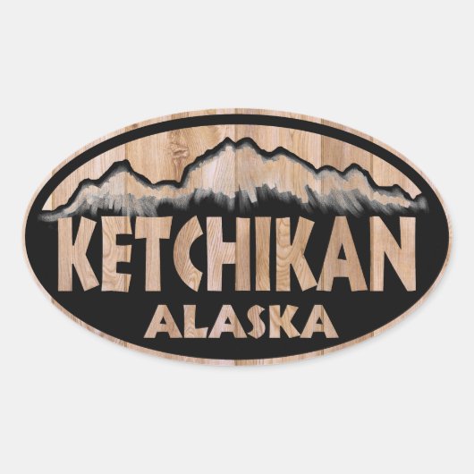 Ketchikan Alaska houten bord ovale stickers (Voorkant)