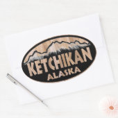 Ketchikan Alaska houten bord ovale stickers (Envelop)