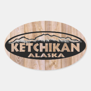 Ketchikan Alaska houten bord ovale stickers