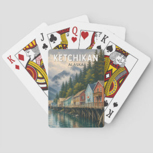 Ketchikan Alaska Illustratie Reis Kunst Vintage Pokerkaarten