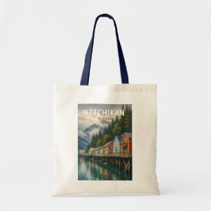 Ketchikan Alaska Illustratie Reis Kunst Vintage Tote Bag