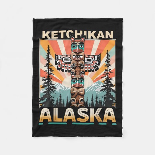 Ketchikan Alaska Indiaanse Totem Le Fleece Deken (Voorkant)