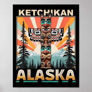 Ketchikan Alaska Indiaanse Totem Le Poster