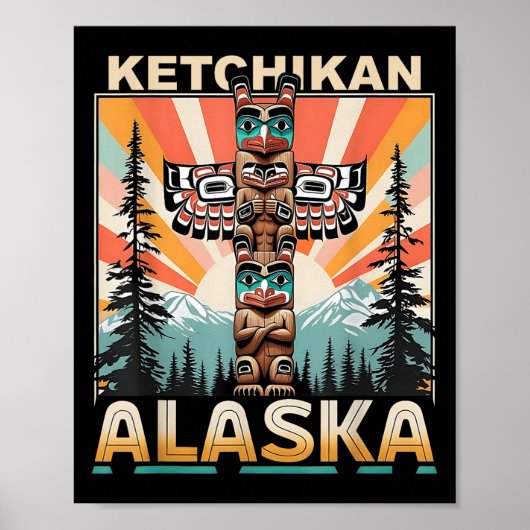 Ketchikan Alaska Indiaanse Totem Le Poster (Voorkant)
