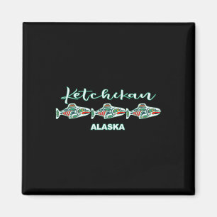 Ketchikan Alaska Inheemse Kunst Zalmvisserij Hoofd Magneet