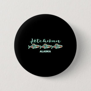Ketchikan Alaska Inheemse Kunst Zalmvisserij Hoofd Ronde Button 5,7 Cm