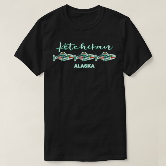 Ketchikan Alaska Native Art Salmon Vist Capital T-shirt (Design voorkant)