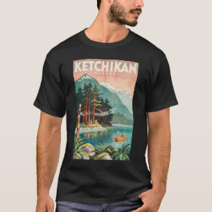 Ketchikan Alaska rivier illustratie reis kunst T-shirt