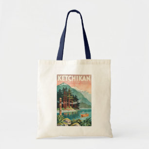 Ketchikan Alaska rivier illustratie reis kunst Tote Bag
