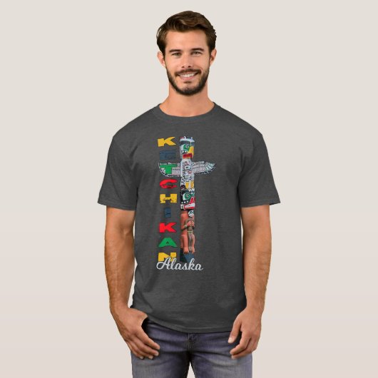 Ketchikan Alaska Totem Pole Native Art Souvenir T-shirt (Voorkant volledig)