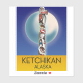 Ketchikan Alaska Totempaal Reisposter Sticker (Vel)