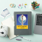 Ketchikan Alaska Totempaal Reisposter Sticker (iPad Cover)