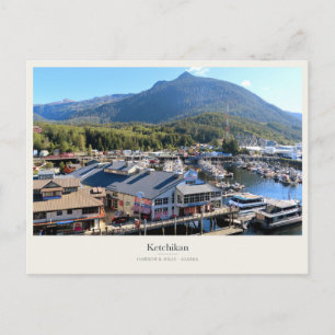 Ketchikan Haven en bergachtergrond Briefkaart