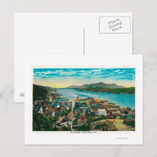 Ketchikan, Uitzicht van de stad Alaska - Eerste st Briefkaart (Voorkant / Achterkant)