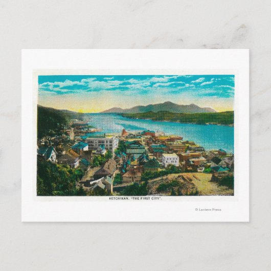 Ketchikan, Uitzicht van de stad Alaska - Eerste st Briefkaart (Voorkant)