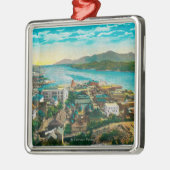 Ketchikan, Uitzicht van de stad Alaska - Eerste st Metalen Ornament (Links)