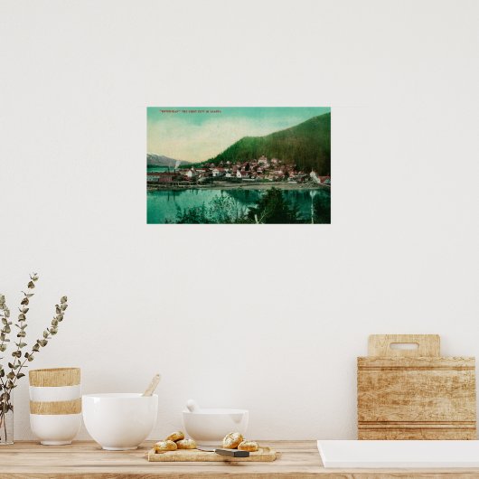 Ketchikan, Uitzicht van de stad Alaska - Eerste st Poster (Keuken)