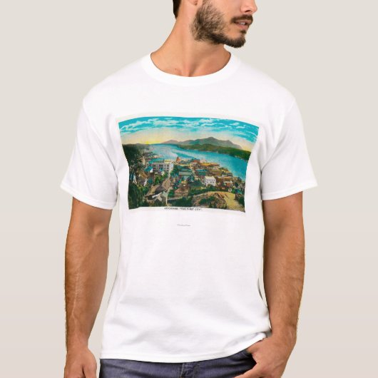 Ketchikan, Uitzicht van de stad Alaska - Eerste st T-shirt (Voorkant)