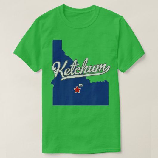Ketchum Idaho ID Map T-shirt (Design voorkant)