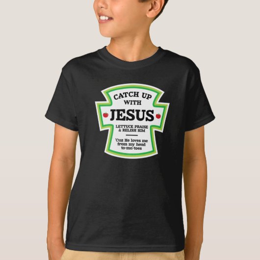 Ketchup Bottle Jesus Jezus Christus Relatie Pun T- T-shirt (Voorkant)