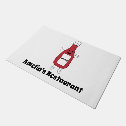 Ketchup Bottle Personalize Name Cute Kawaii Deurmat (Schuin)