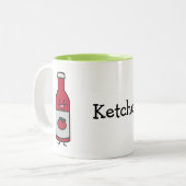 Ketchup Bottle Tomato Sauce Table condition fancy Tweekleurige Koffiemok (Voorkant links)