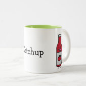 Ketchup Bottle Tomato Sauce Table condition fancy Tweekleurige Koffiemok (Voorkant rechts)