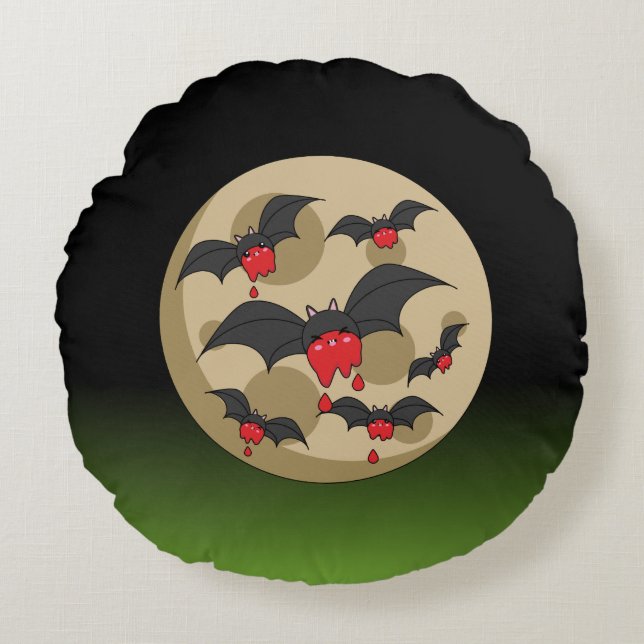 Ketchup Eater Vampire Bats Rond Kussen (Voorkant)