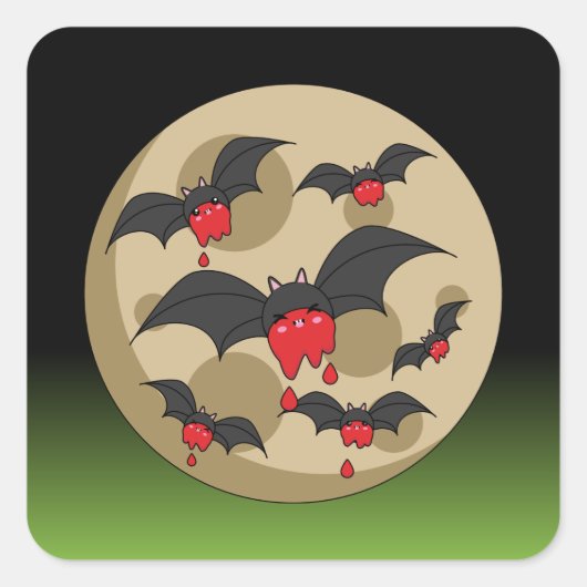 Ketchup Eater Vampire Bats Vierkante Sticker (Voorkant)