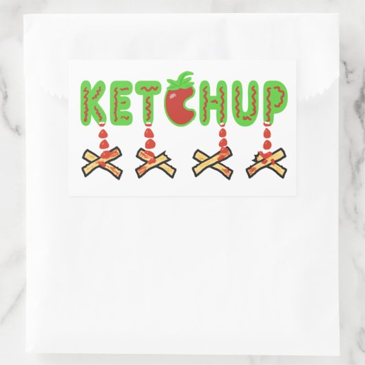 Ketchup en Fries Rechthoekige Sticker (Tas)
