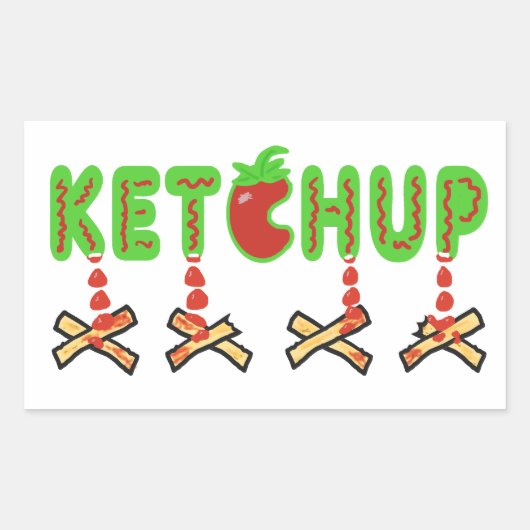Ketchup en Fries Rechthoekige Sticker (Voorkant)