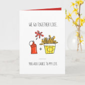 Ketchup en friet relatie doelstellingen grappig kaart (Gele Bloem)