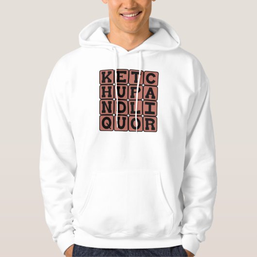 Ketchup en Liquor, Wordplay Joke Hoodie (Voorkant)