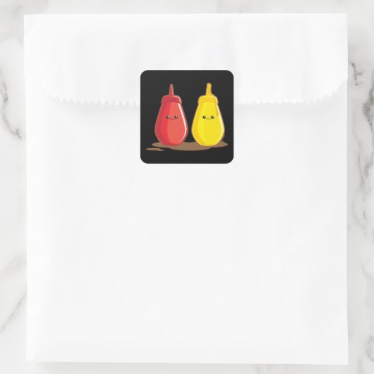 Ketchup en Mustard Vierkante Sticker (Tas)