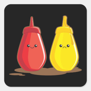 Ketchup en Mustard Vierkante Sticker