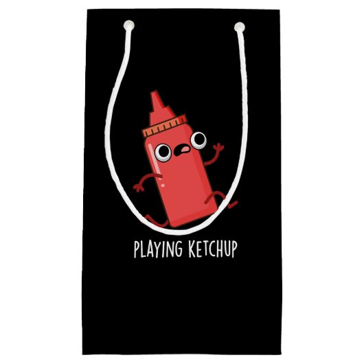Ketchup Funny Sauce Pun Dark BG afspelen Klein Cadeauzakje (Voorkant)